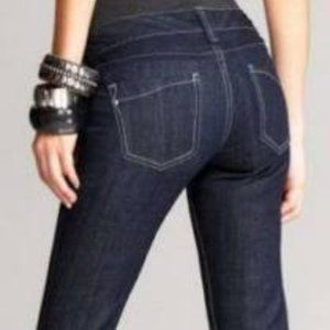 Express - Zelda Barely Boot, Slim Fit, Ultra Low Rise, Dark Wash Jeans, Sz 8R